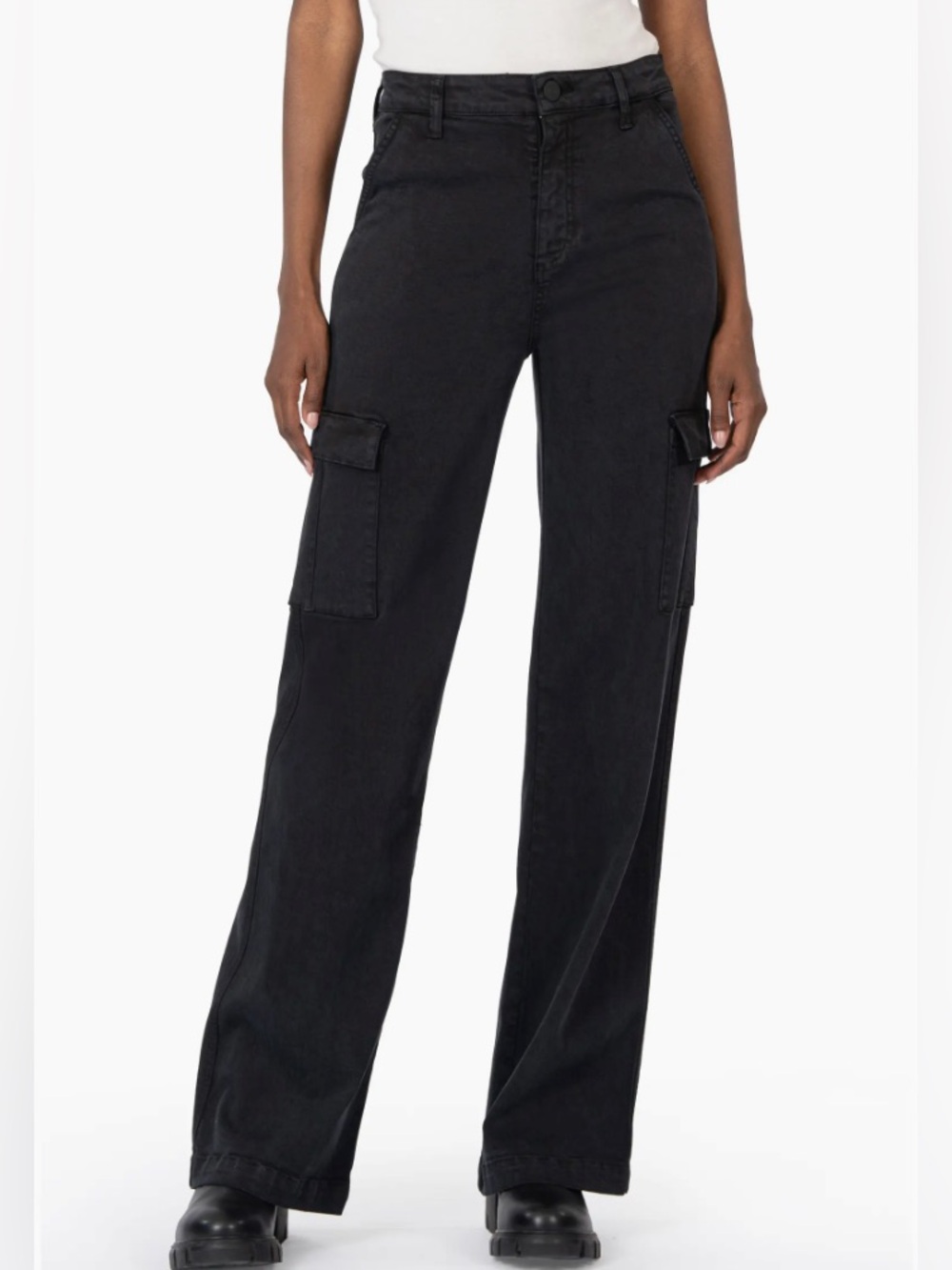 KUT from the Kloth Miller Wide Leg Black Cargo Pants (10)